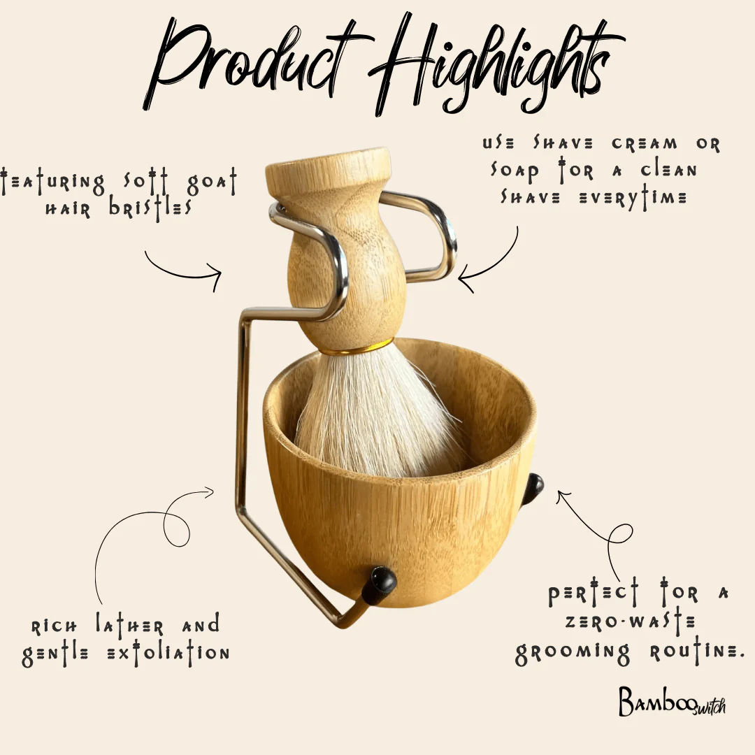 Bamboo Shaving Bowl & Brush Set - Image 5